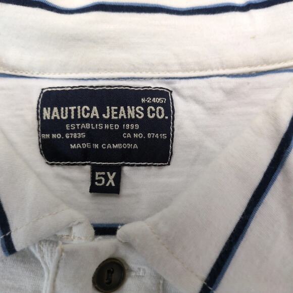 Nautica Jeans Co Striped Polo Shirt Men's 5X Big Short Sleeve Embroidered Crest - Picture 3 of 10